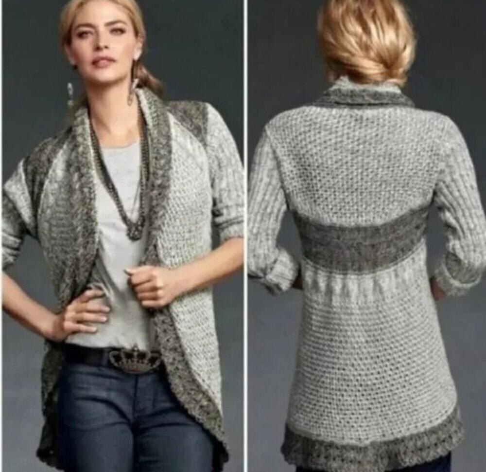 Cabi Circle Open Front Cardigan Shadow Gray Sz Large EUC